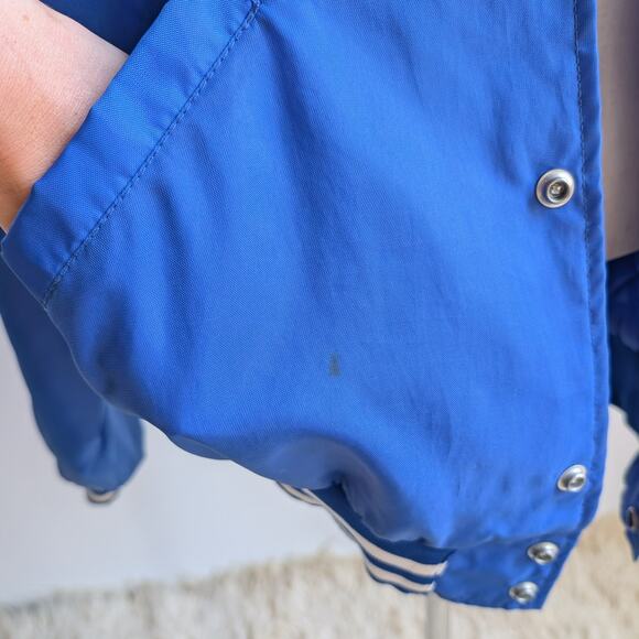 Vintage Blue Varsity Bomber Jacket Preppy Liberty Drill Team Sporty Coat Medium - Picture 14 of 16